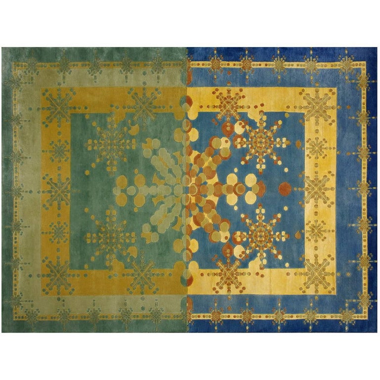 Art Rug, Tibetan Hand Knotted Technique in Wool and Silk For Sale at ...
