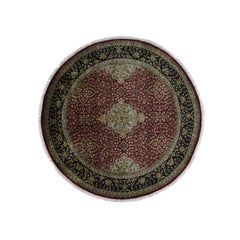 New Zealand Wool Kashan Revival Hand Knotted Round Oriental Rug