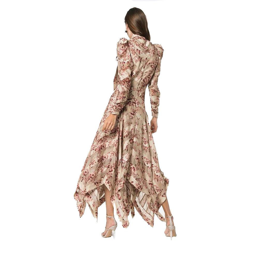 New Zimmermann Floral Printed and Neck Tie Silk-blend Dress US2-4 In New Condition For Sale In Brossard, QC