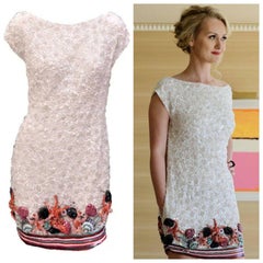 New Zuhair Murad Sea star Embellished Beaded White Mini Dress