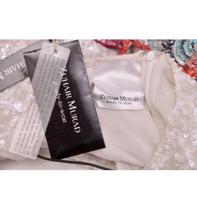 Women's New Zuhair Murad Sea star Embellished Beaded White Mini Dress For Sale