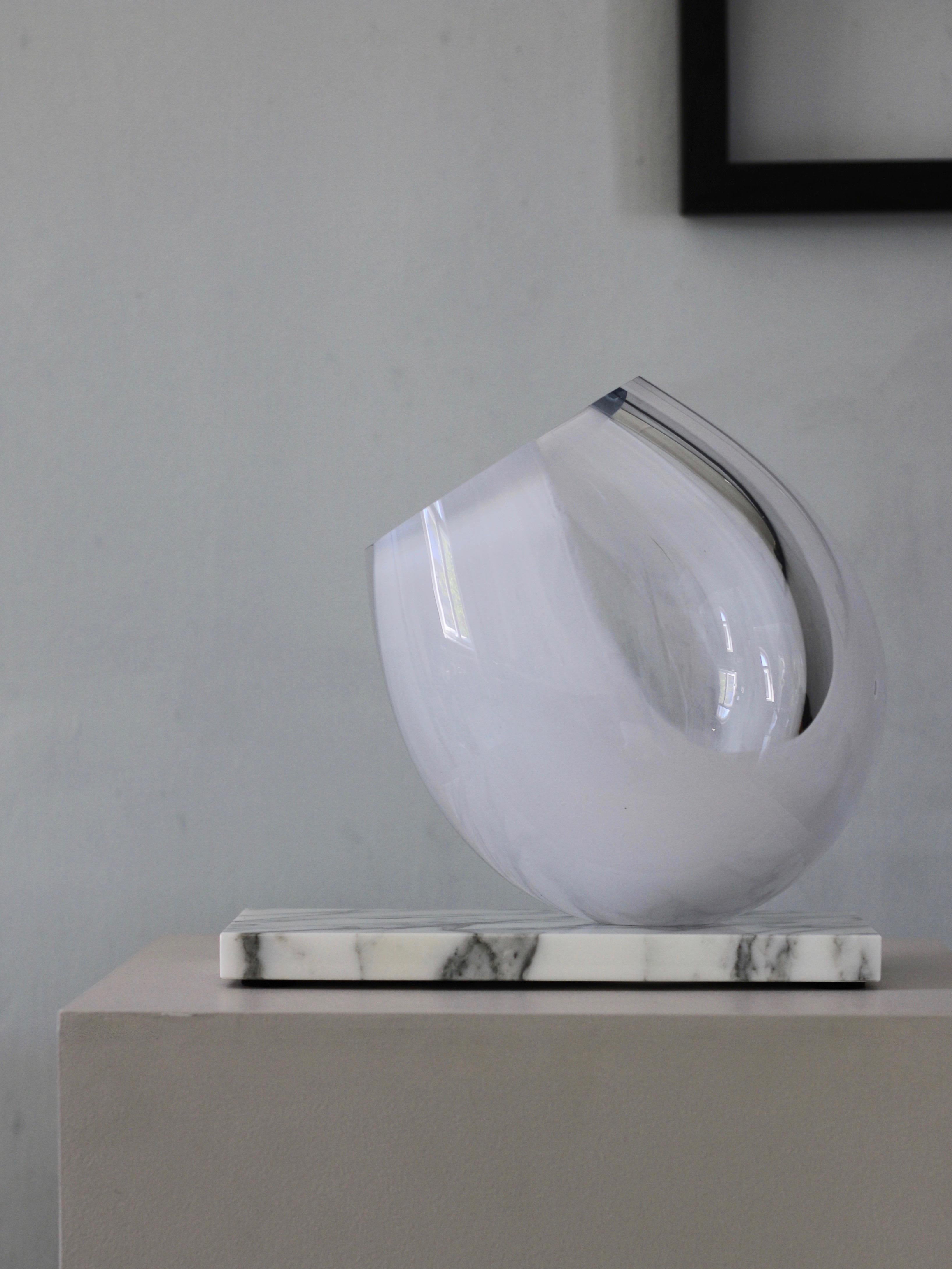 European 'Newborn' Large Glass & Marble Vase in White