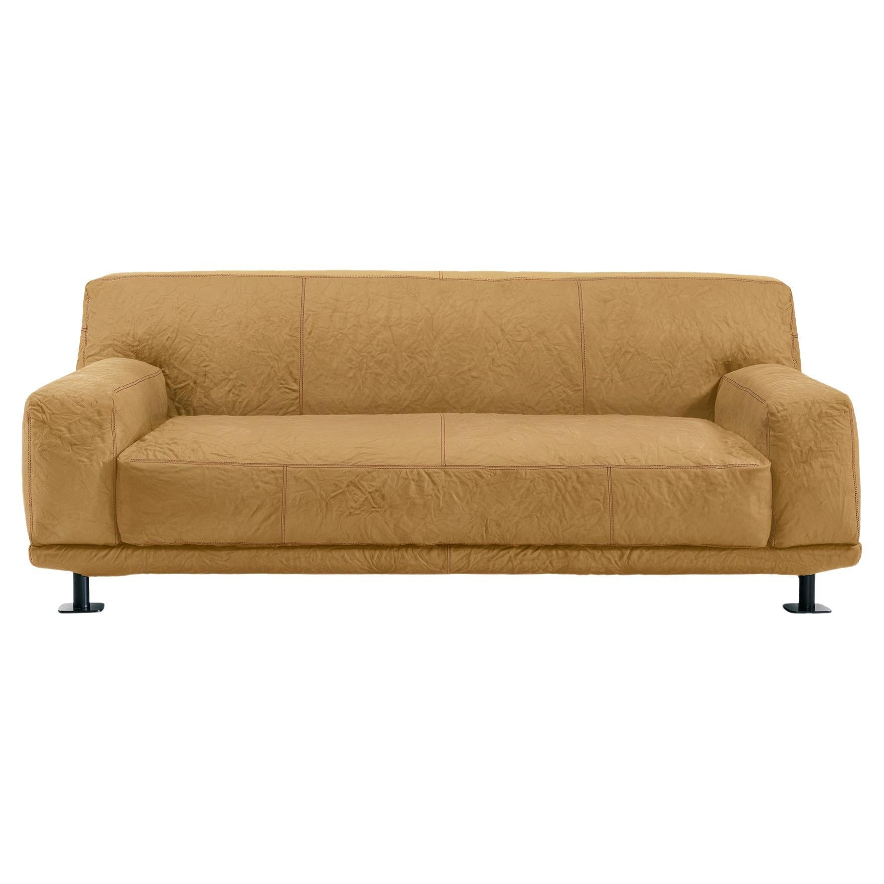 Newcastle 202 Leather Sofa in Kraft-Bordeaux by Giulio Iacchetti