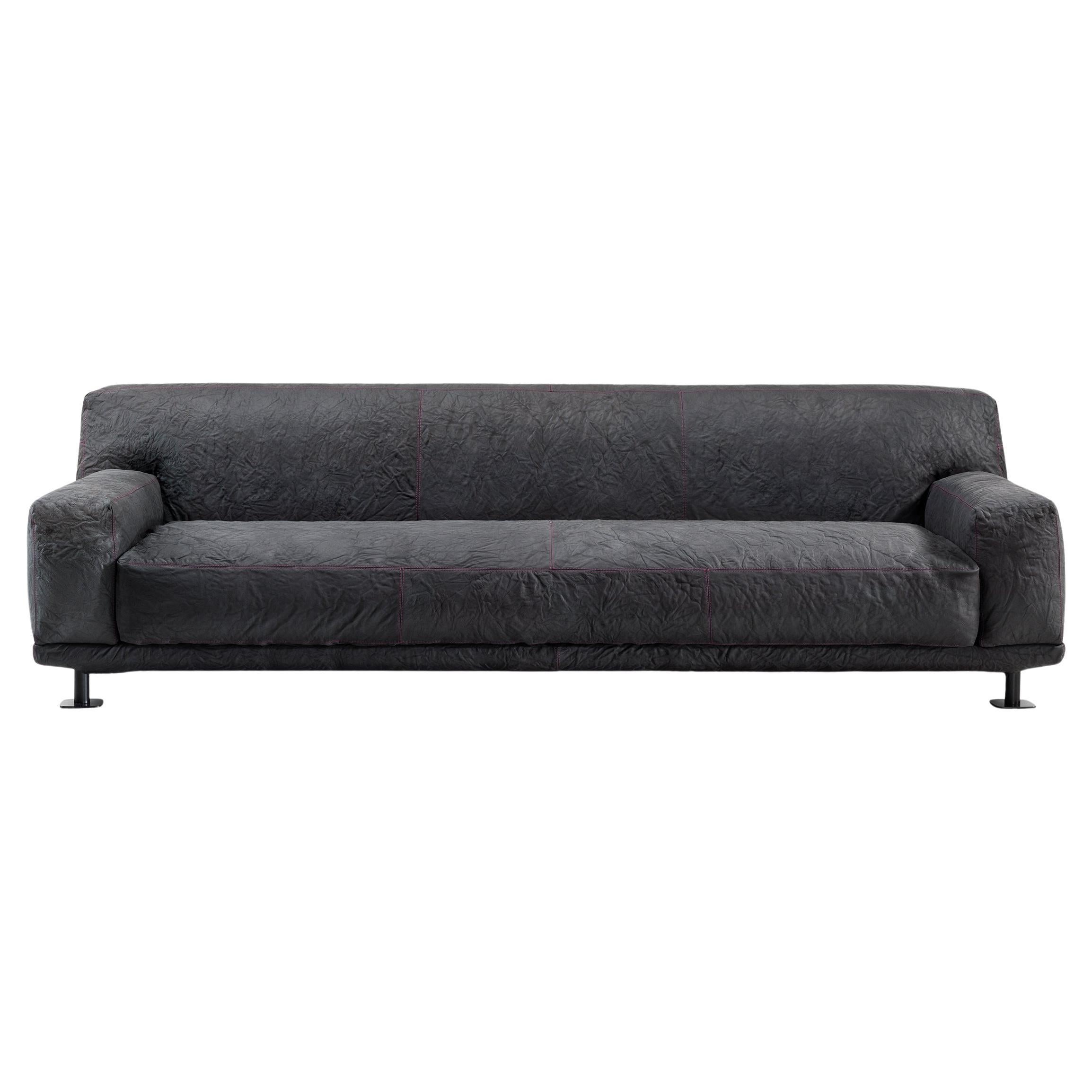 Newcastle 262 Leather Sofa Slate-Magenta by Giulio Iacchetti