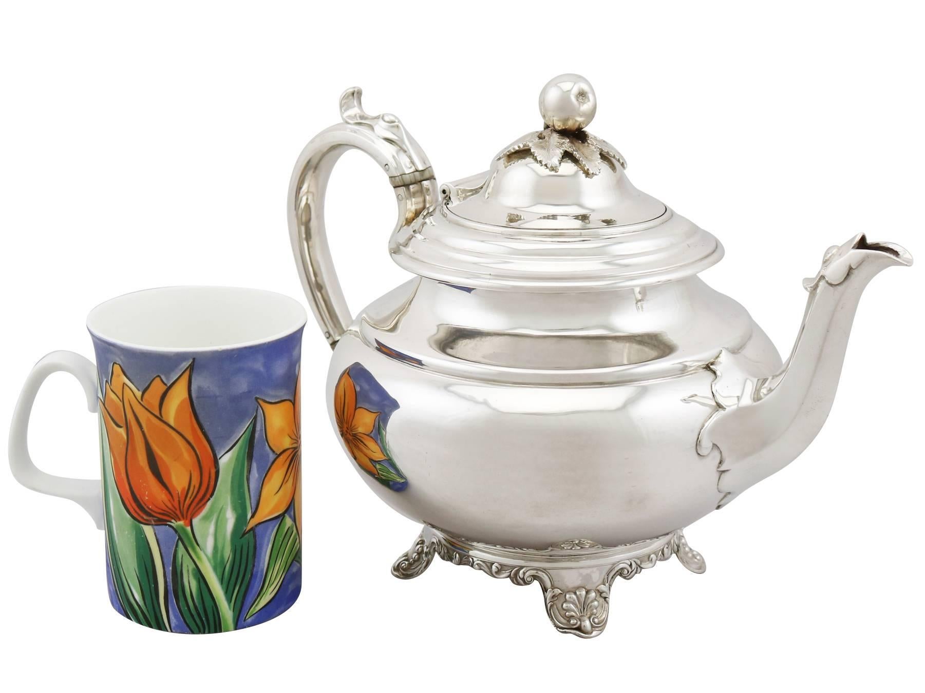 Embossed Newcastle Antique Sterling Silver Three-Piece Tea Service