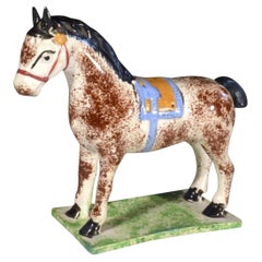 Newcastle Prattware Horse Sculpture by St. Anthony's Pottery, c. 1800
