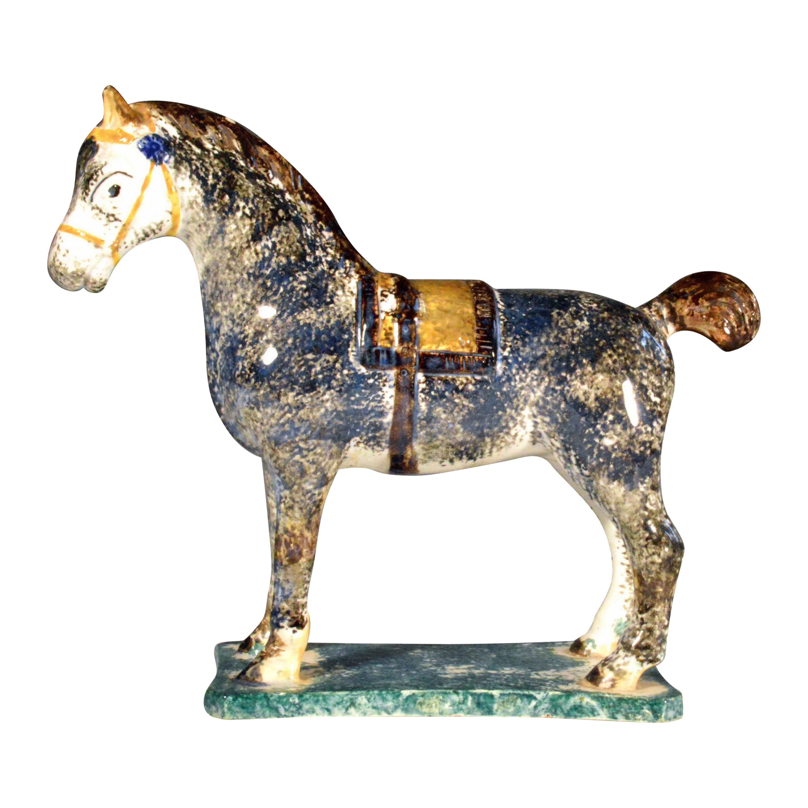 Newcastle Prattware Pottery Model of a Horse, St. Anthony Pottery, Newcastle