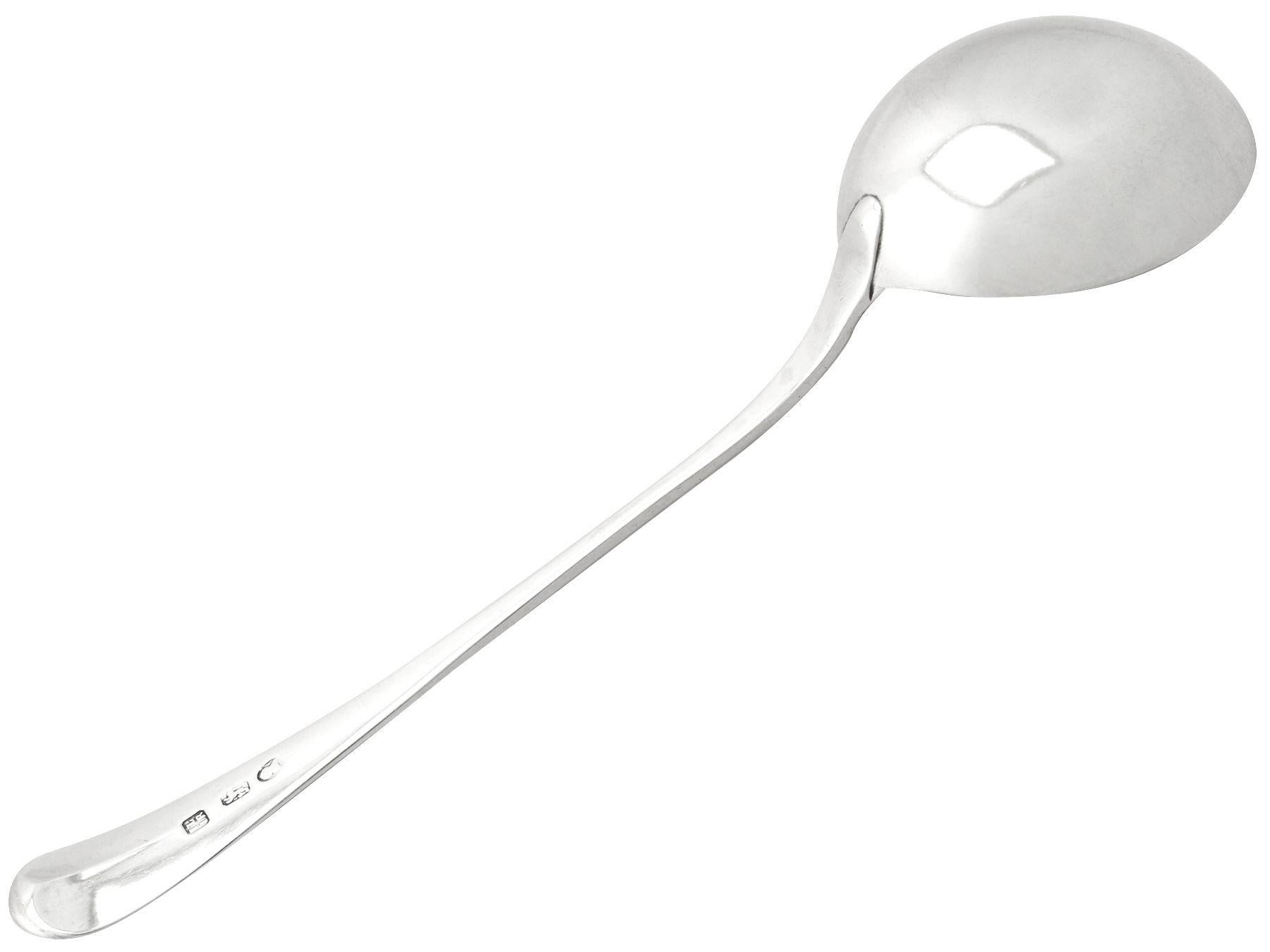 A fine and impressive antique Georgian Newcastle sterling silver Old English pattern sauce ladle made by John Langlands I & John Robertson I; an addition to our silver cutlery collection.

This exceptional antique Georgian sterling silver sauce