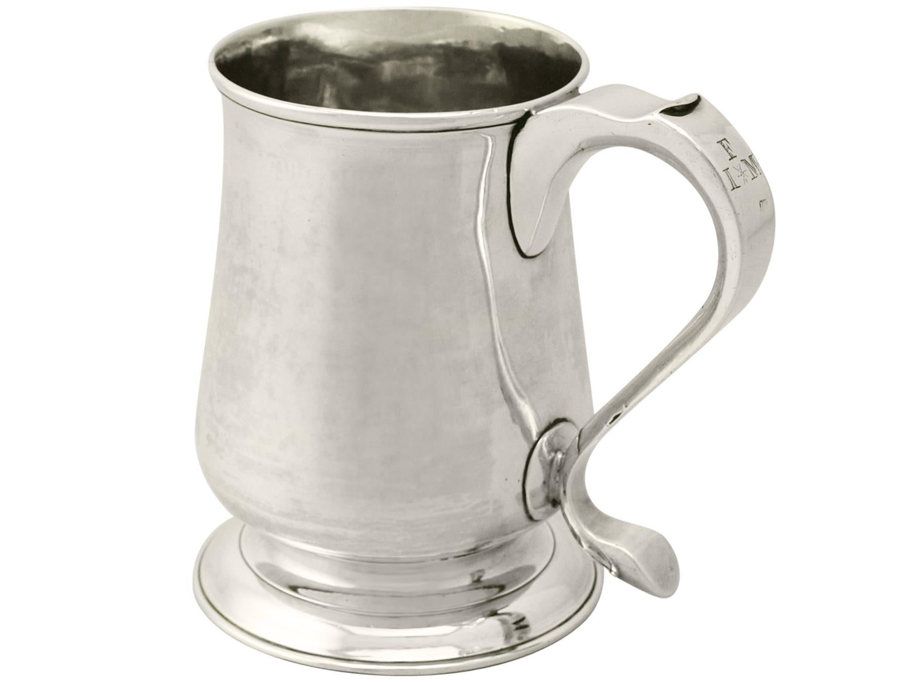 English Newcastle Sterling Silver Pint Mug by John Langlands I & John Robertson I 329g