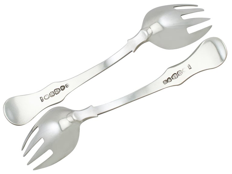 Newcastle Sterling Silver Runcible Spoons, Antique Victorian ‘1855’ For