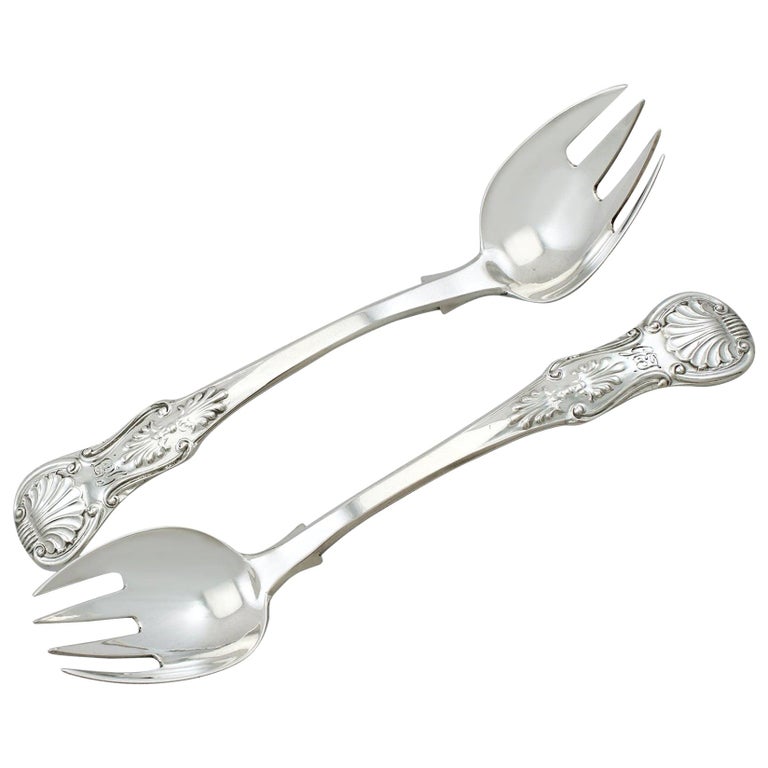 Antique Victorian Newcastle Sterling Silver Runcible Spoons For Sale