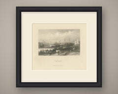 Newcastle upon Tyne, Antique Steel Engraving by J.H. Hair, circa 1850