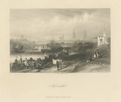 Newcastle upon Tyne, Antique Steel Engraving by J.H. Hair, circa 1850