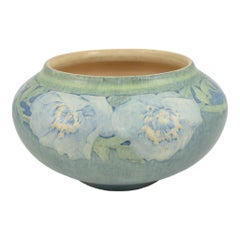 Newcomb College 1913 Arts and Crafts Pottery Cherokee Rose Blue Bowl Irvine