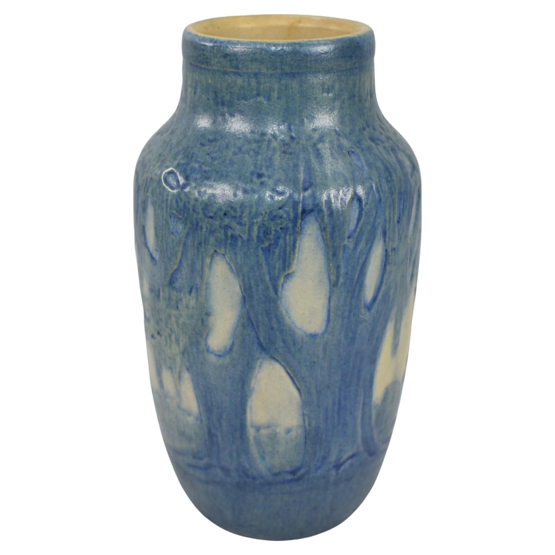 College 1922 Antique Arts And Crafts Pottery Blue Ceramic Vase