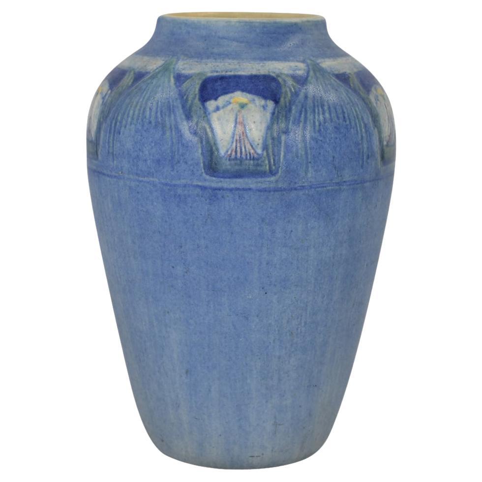 College 1922 Antique Arts And Crafts Pottery Blue Ceramic Vase