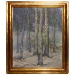 Newcomb Macklin Frame with Impressionistic Landscape Painting, circa 1910