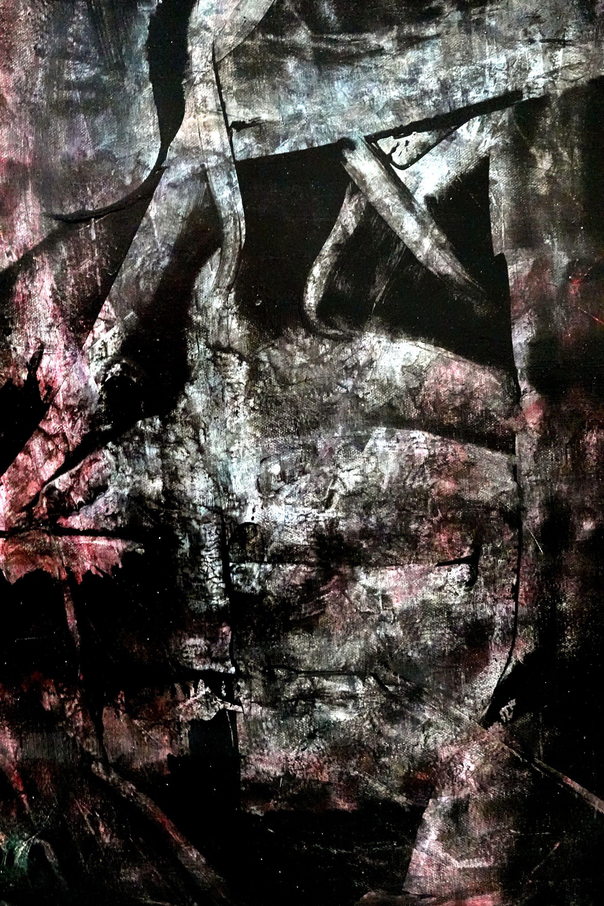 A Leg Up, Pittura, Acrilico su tela - Abstract Painting Nero di Newel Hunter