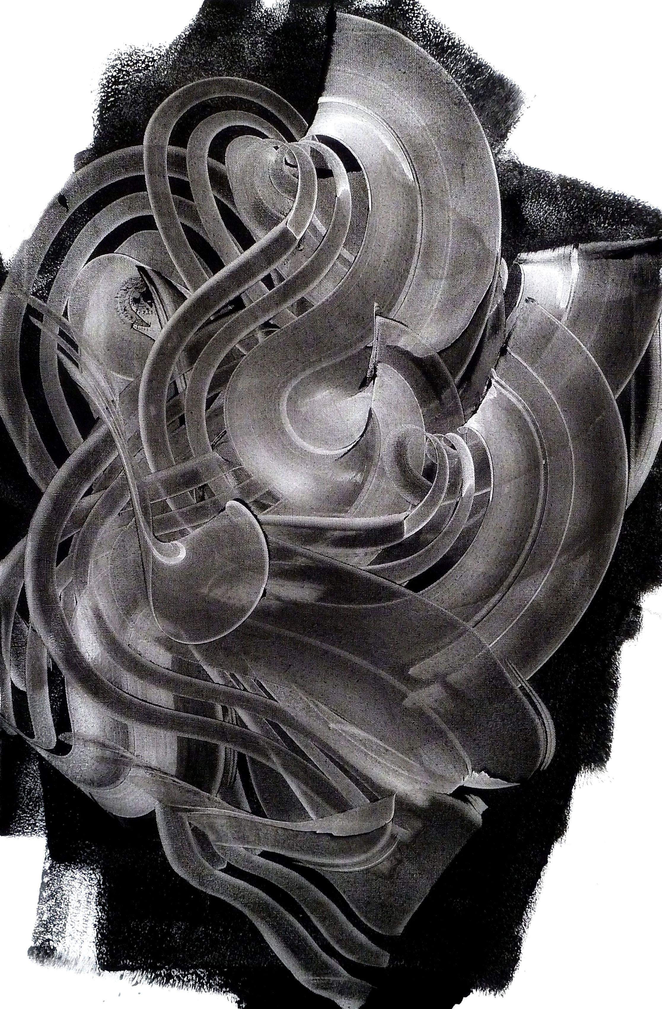 Abstract Painting di Newel Hunter - Lungo le linee, Pittura, Acrilico su tela