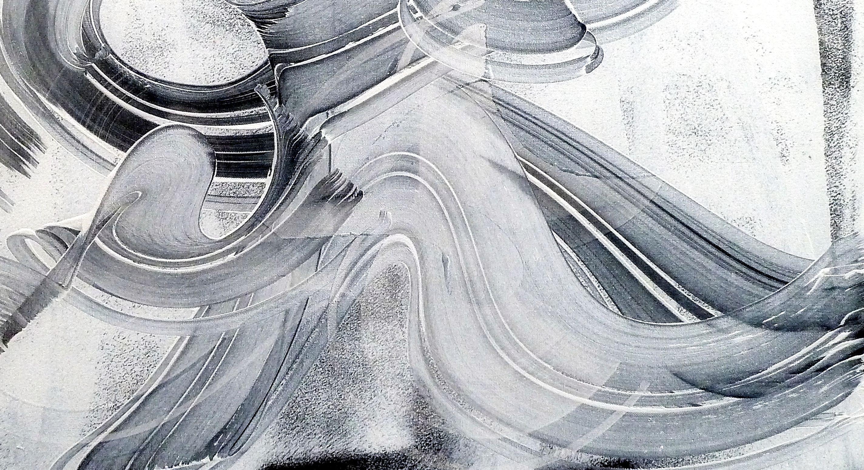 All That Boogie-Woogie, Gemälde, Acryl auf Leinwand (Grau), Abstract Painting, von Newel Hunter