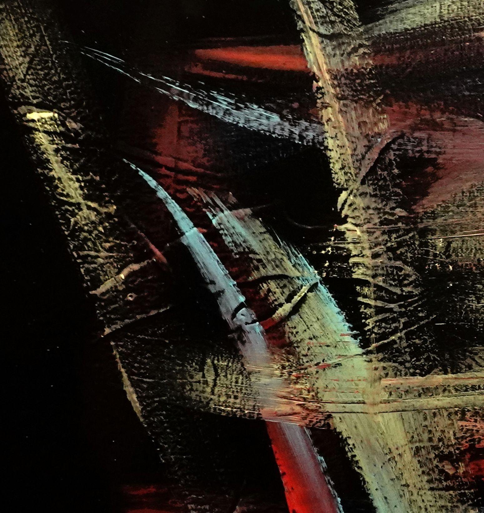Tempo da soli, Pittura, Acrilico su tela - Abstract Painting Nero di Newel Hunter