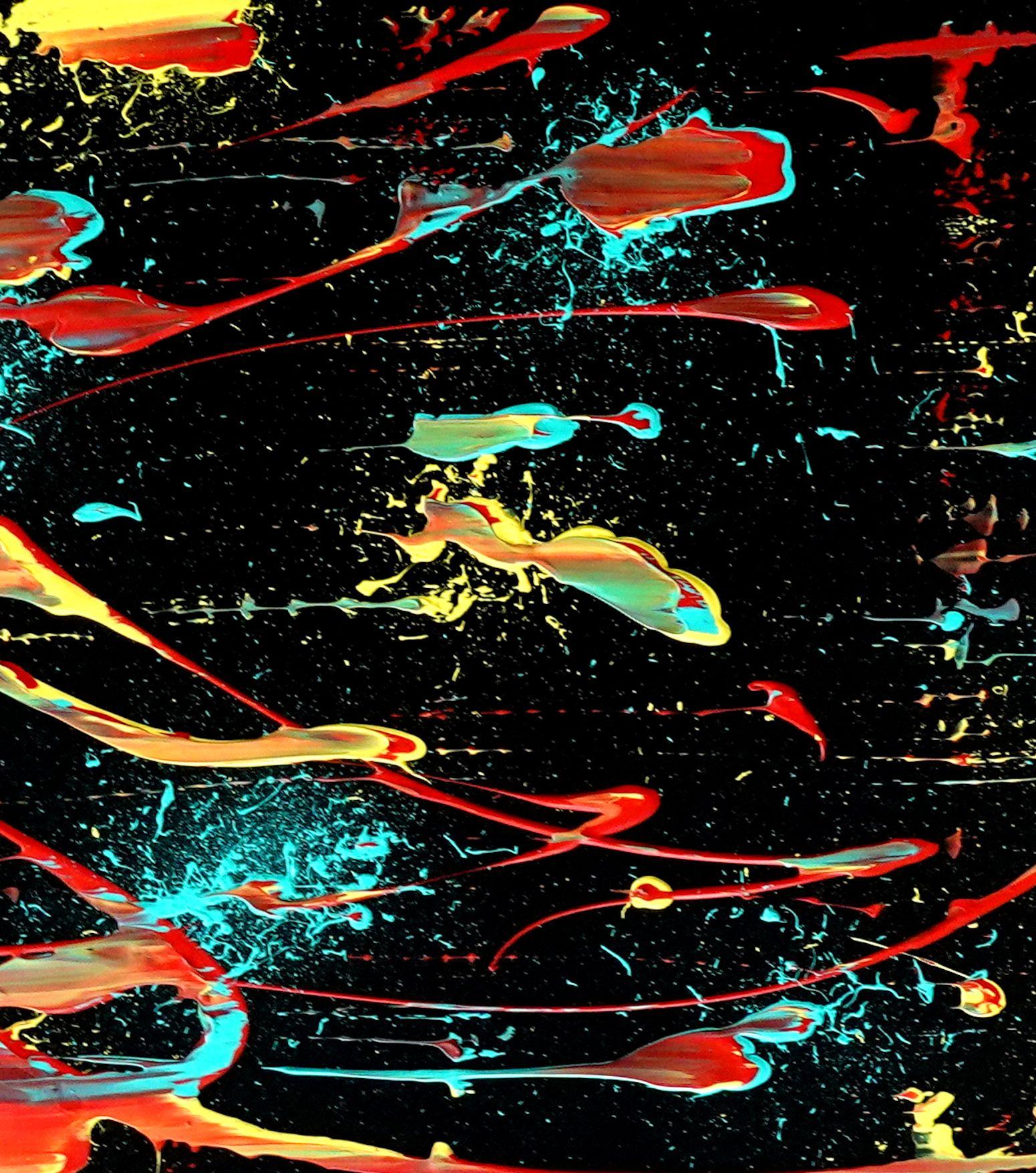 Cura e alimentazione, Pittura, Acrilico su tela - Abstract Painting Nero di Newel Hunter