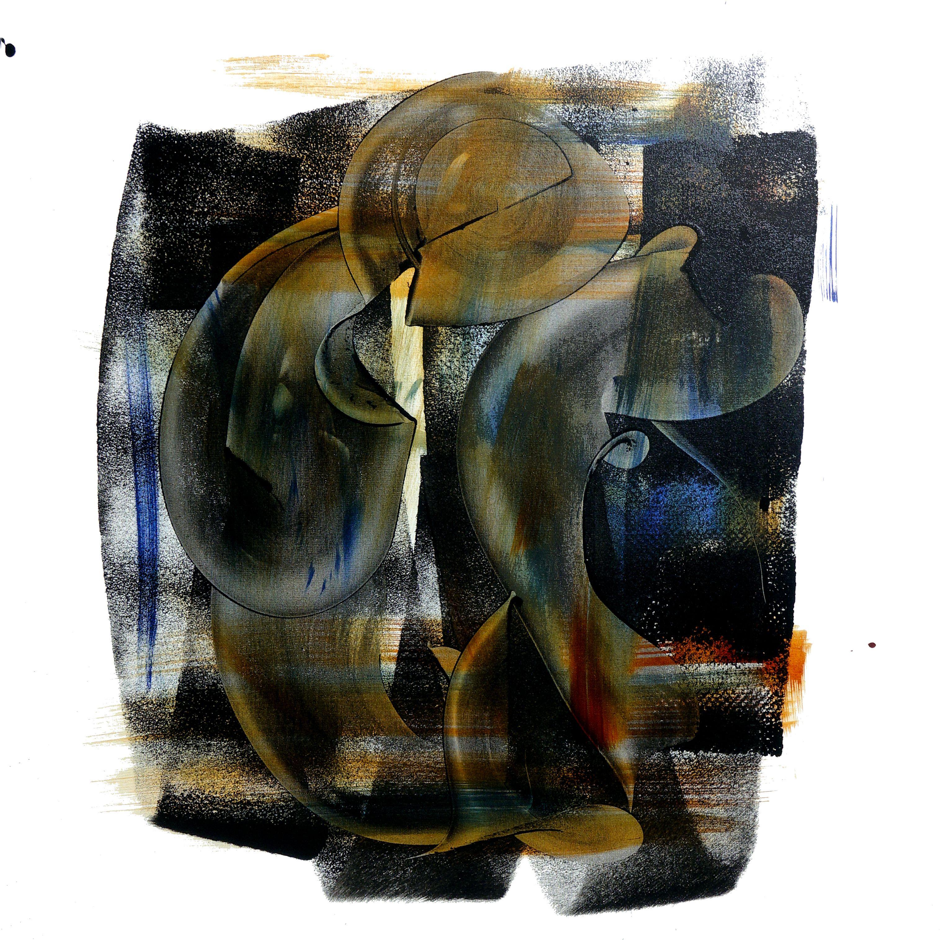 Abstract Painting di Newel Hunter - Incontri casuali, Pittura, Acrilico su tela