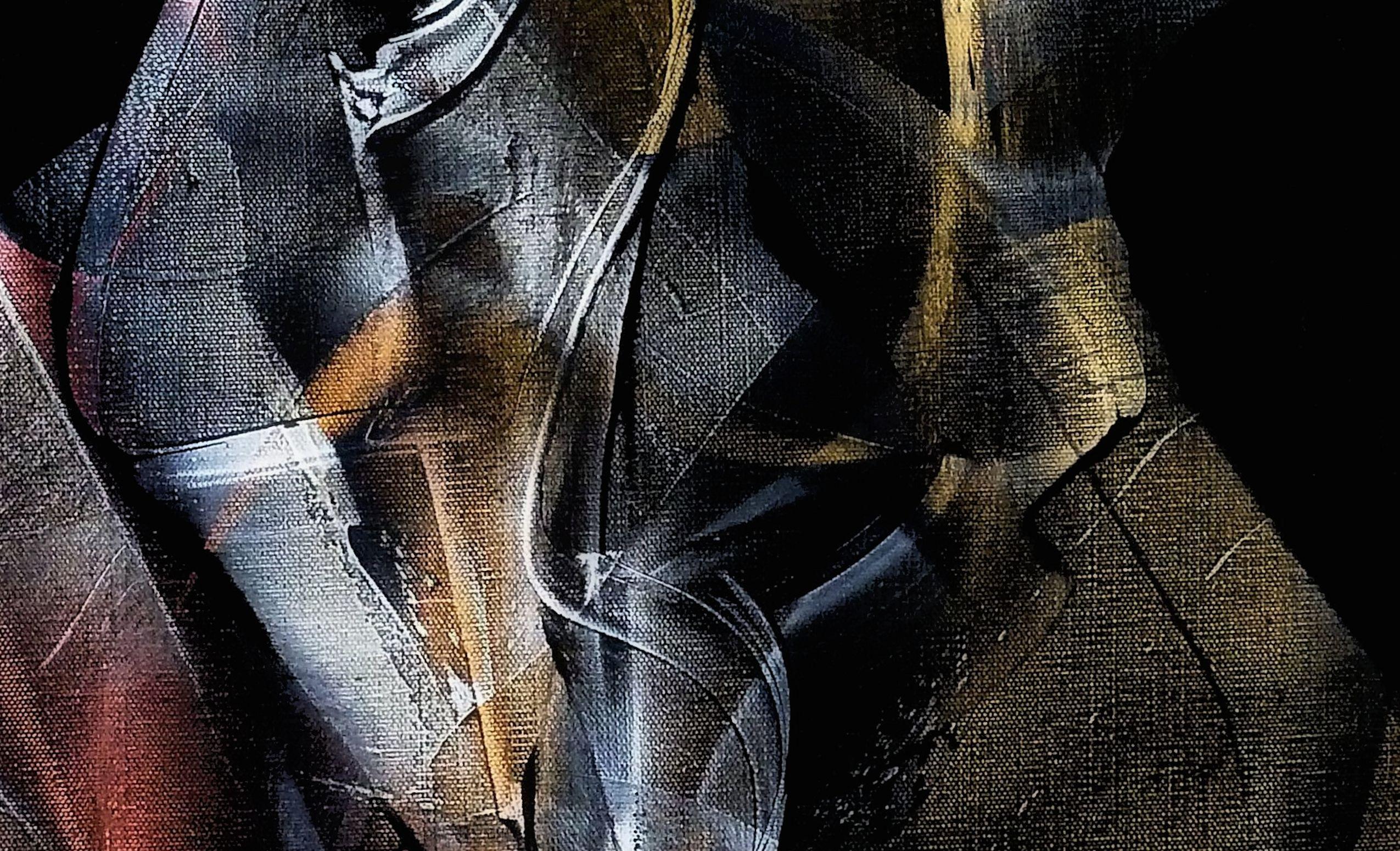 Cloak & Dagger, Painting, Acrylic on Canvas - Black Abstract Painting by Newel Hunter