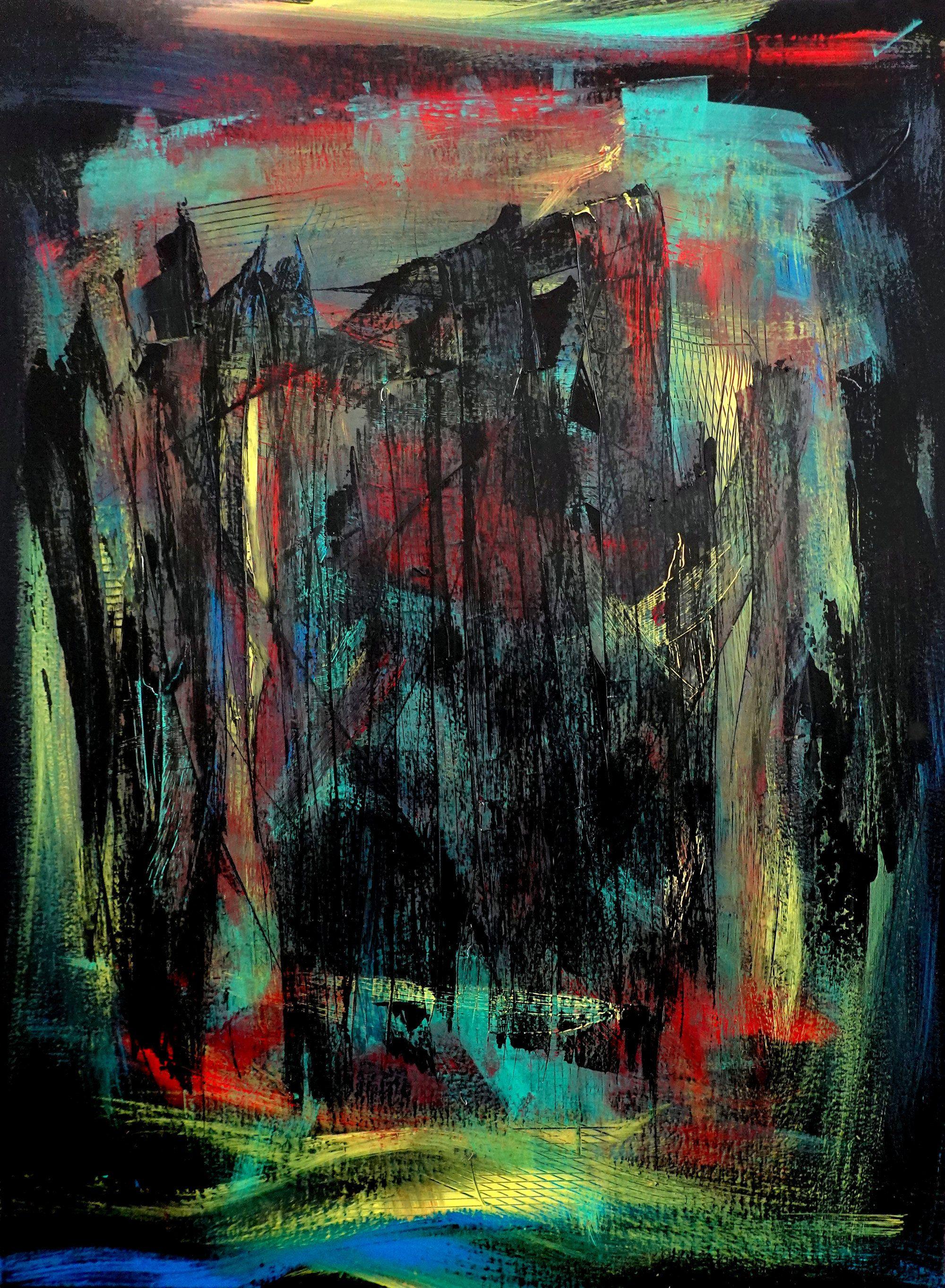 Abstract Painting di Newel Hunter - Crossing Over, Pittura, Acrilico su tela
