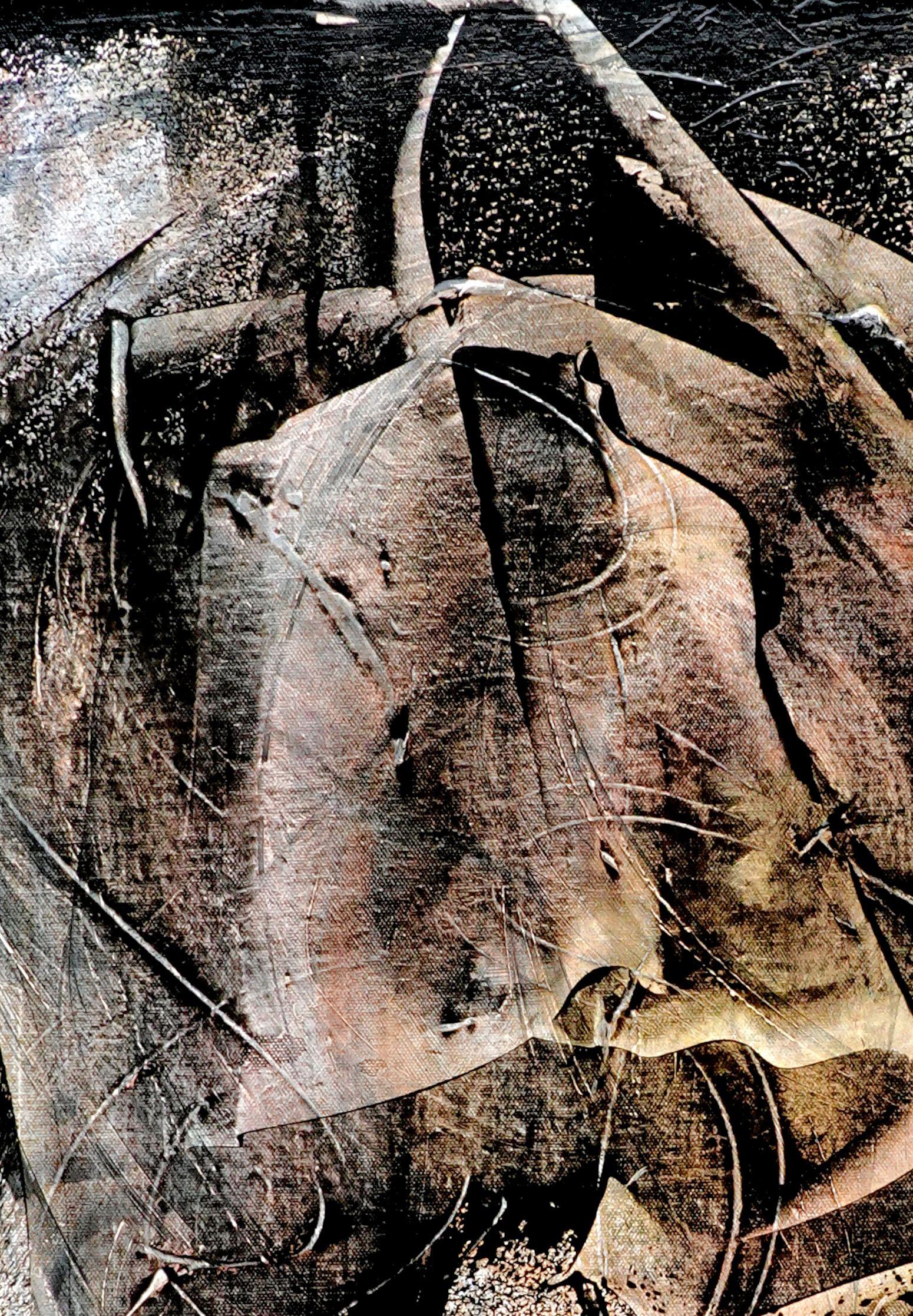 Crusader, Pittura, Acrilico su tela - Abstract Painting Nero di Newel Hunter