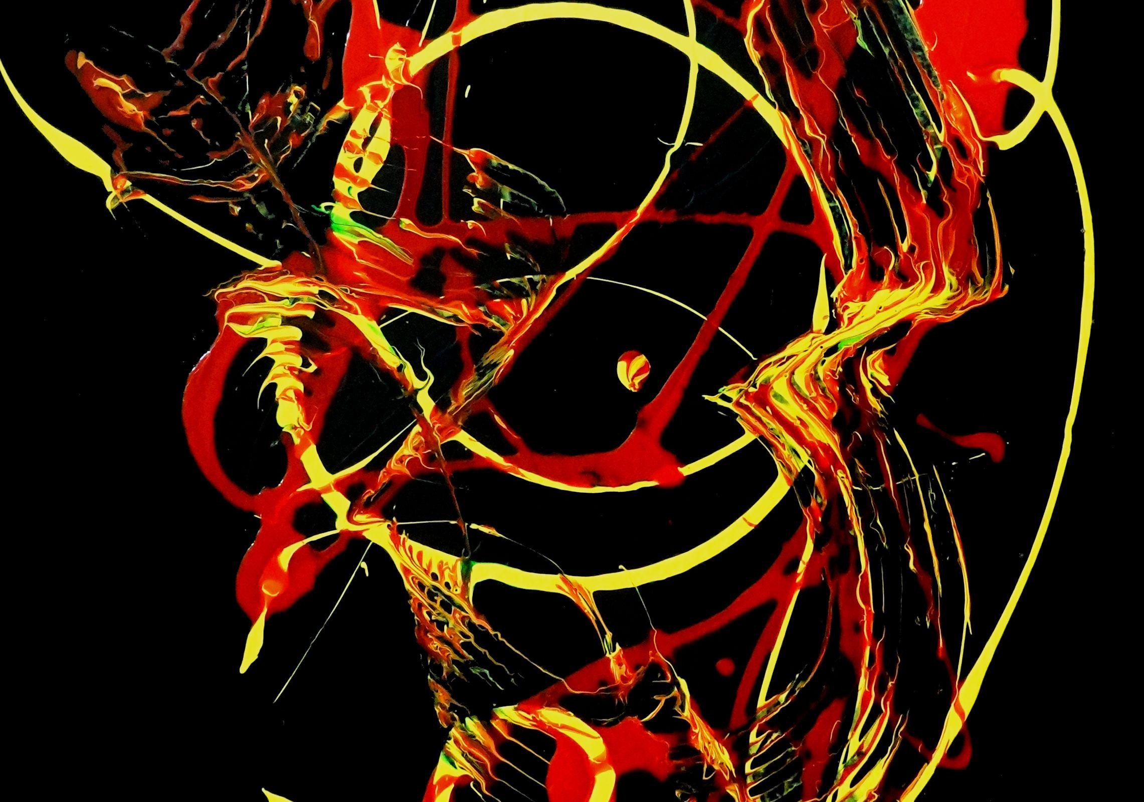 Bailando con el Diablo, Pintura, Acrílico sobre lienzo - Painting Abstracto de Newel Hunter