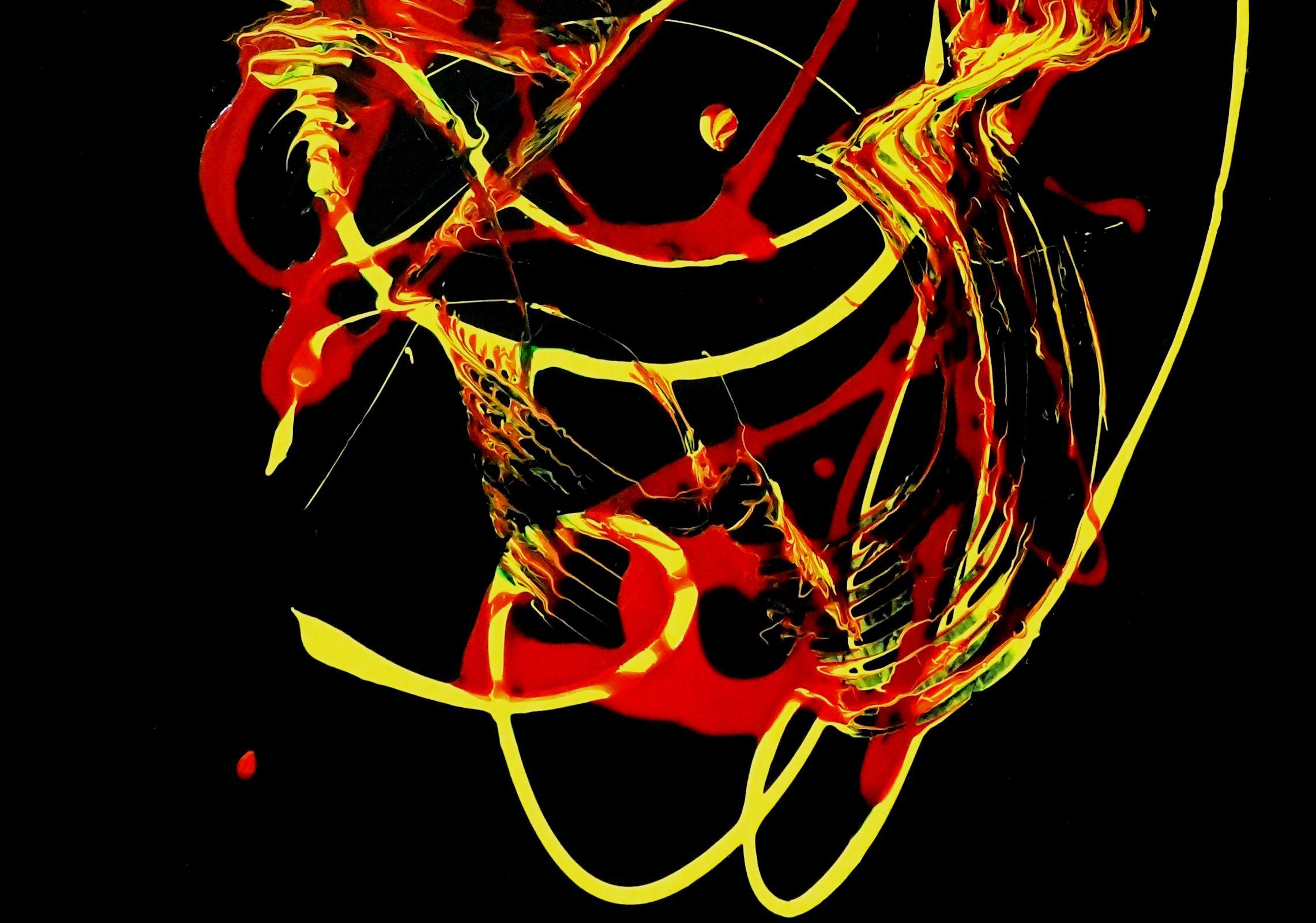 Bailando con el Diablo, Pintura, Acrílico sobre lienzo - Abstract Painting Negro de Newel Hunter