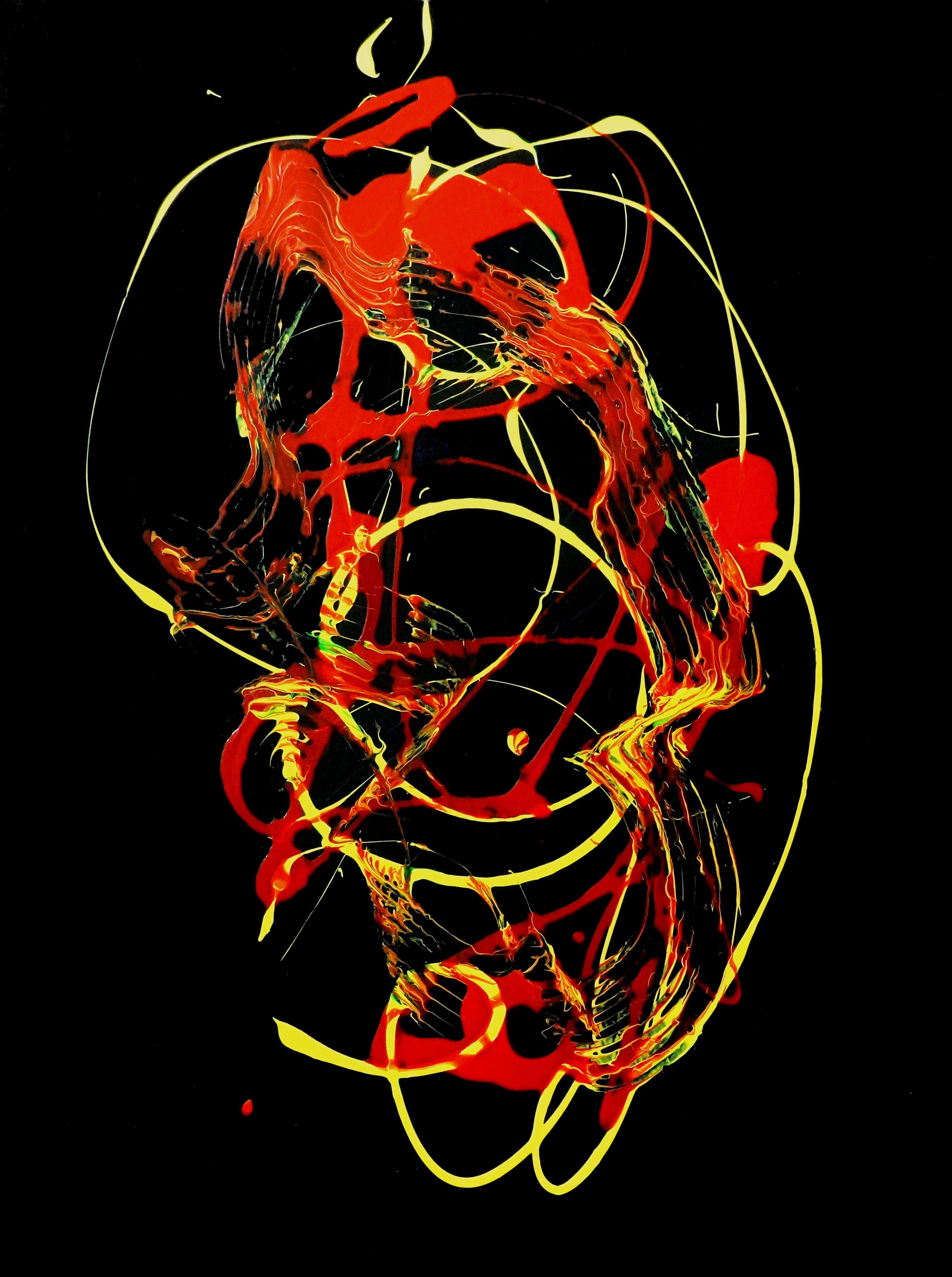 Abstract Painting de Newel Hunter - Bailando con el Diablo, Pintura, Acrílico sobre lienzo
