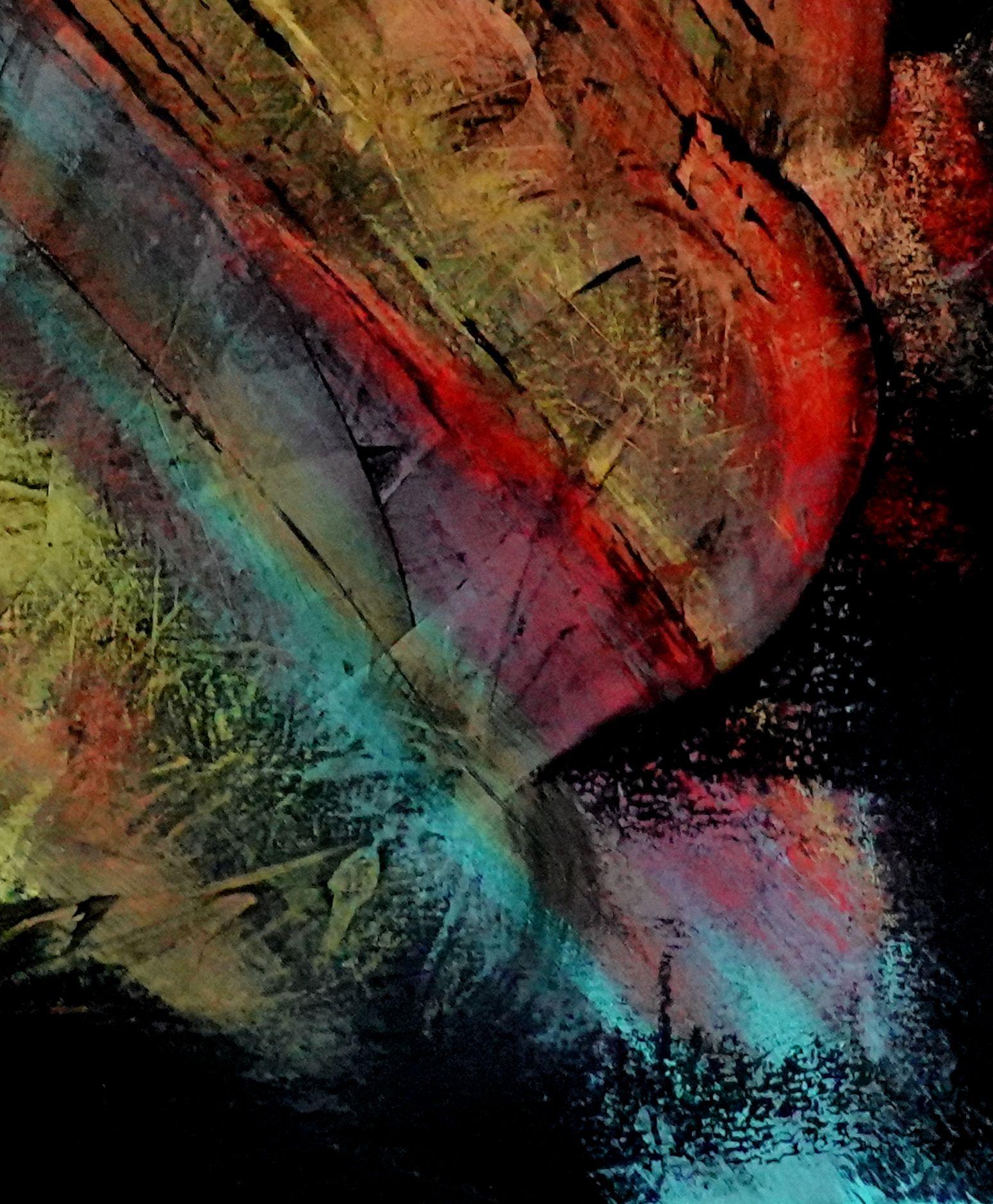Sognare nelle sfumature di colore, Pittura, Acrilico su tela - Abstract Painting Nero di Newel Hunter