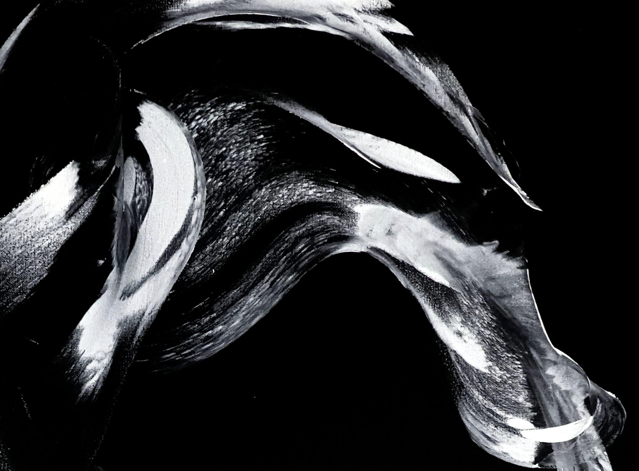 Fast Forward, Pittura, Acrilico su tela - Abstract Painting Nero di Newel Hunter