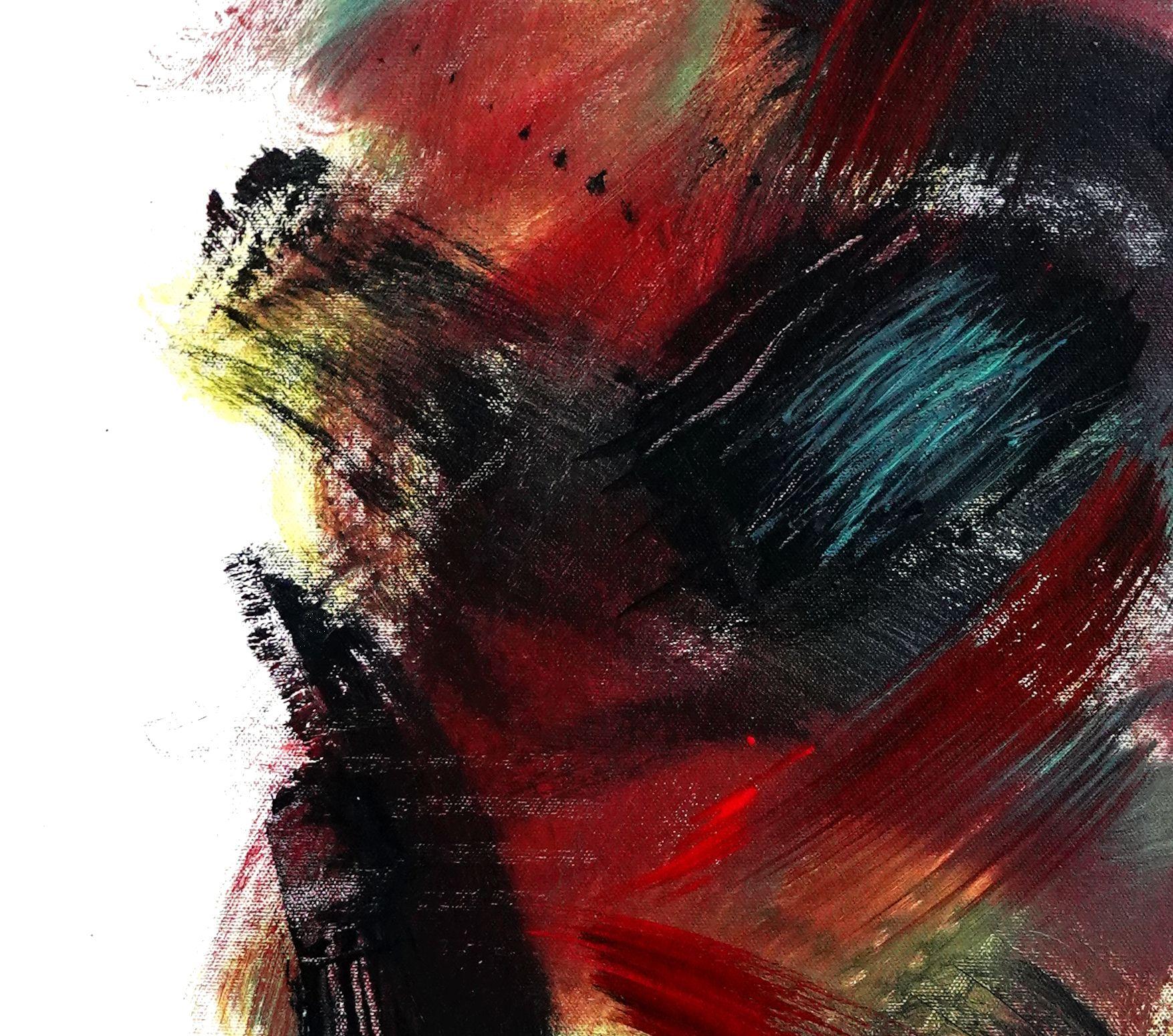 Volo, Pittura, Acrilico su tela - Abstract Painting Nero di Newel Hunter