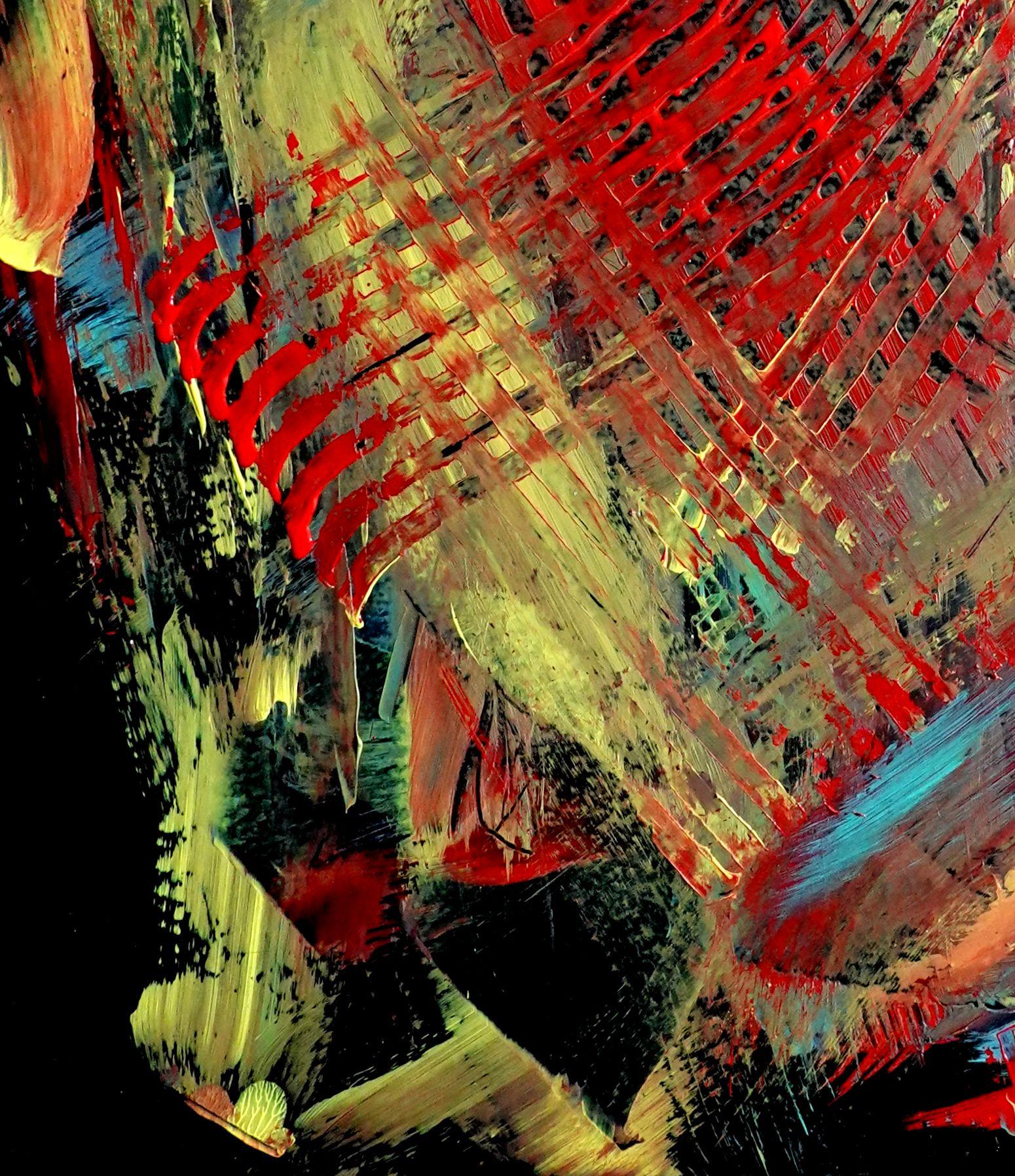 Pieno di sé, Pittura, Acrilico su pannello di Wood - Abstract Painting Marrone di Newel Hunter