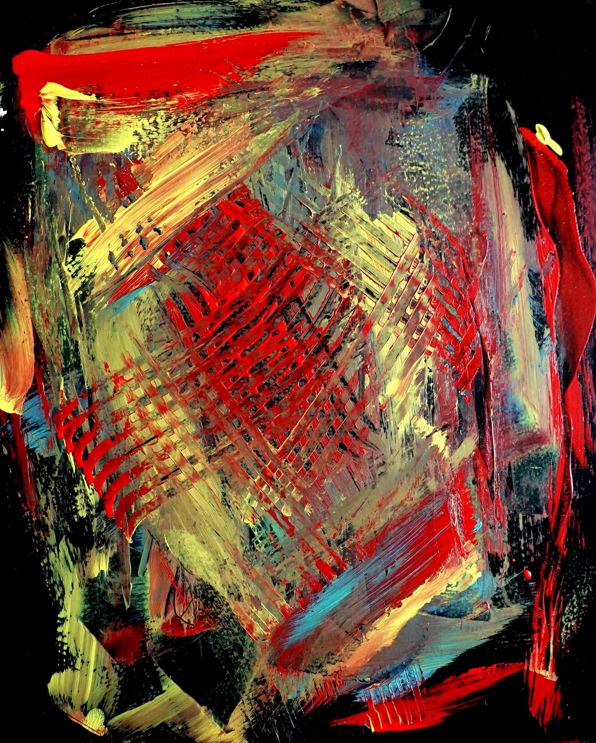 Abstract Painting di Newel Hunter - Pieno di sé, Pittura, Acrilico su pannello di Wood
