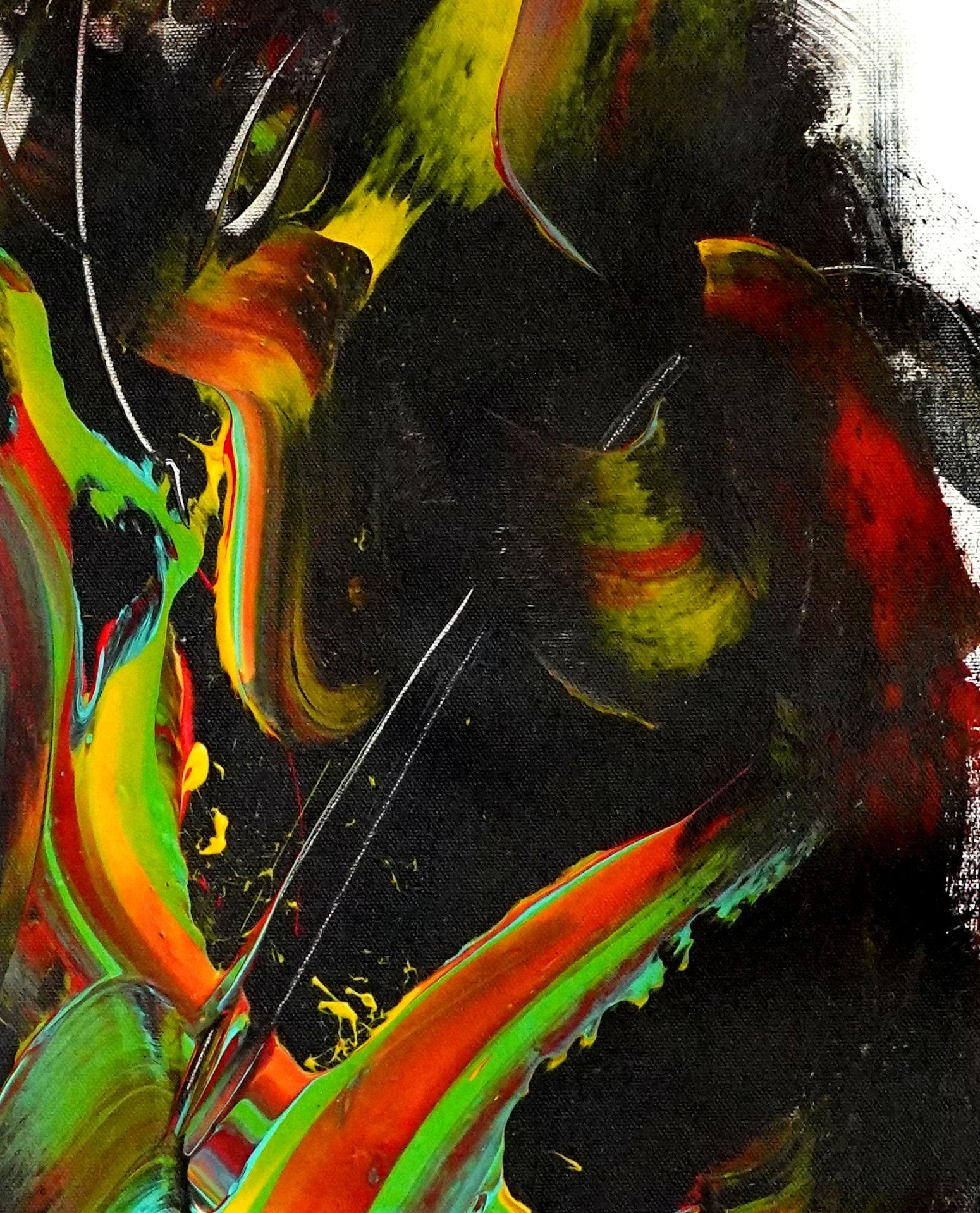 Gamer, Painting, Acrylic on Canvas - Black Abstract Painting by Newel Hunter