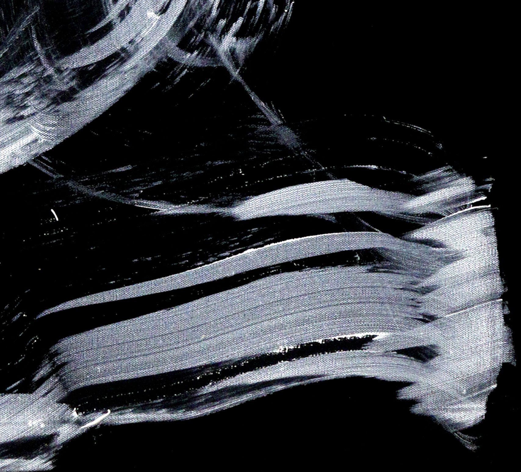 Disque dur, peinture, acrylique sur toile - Noir Abstract Painting par Newel Hunter