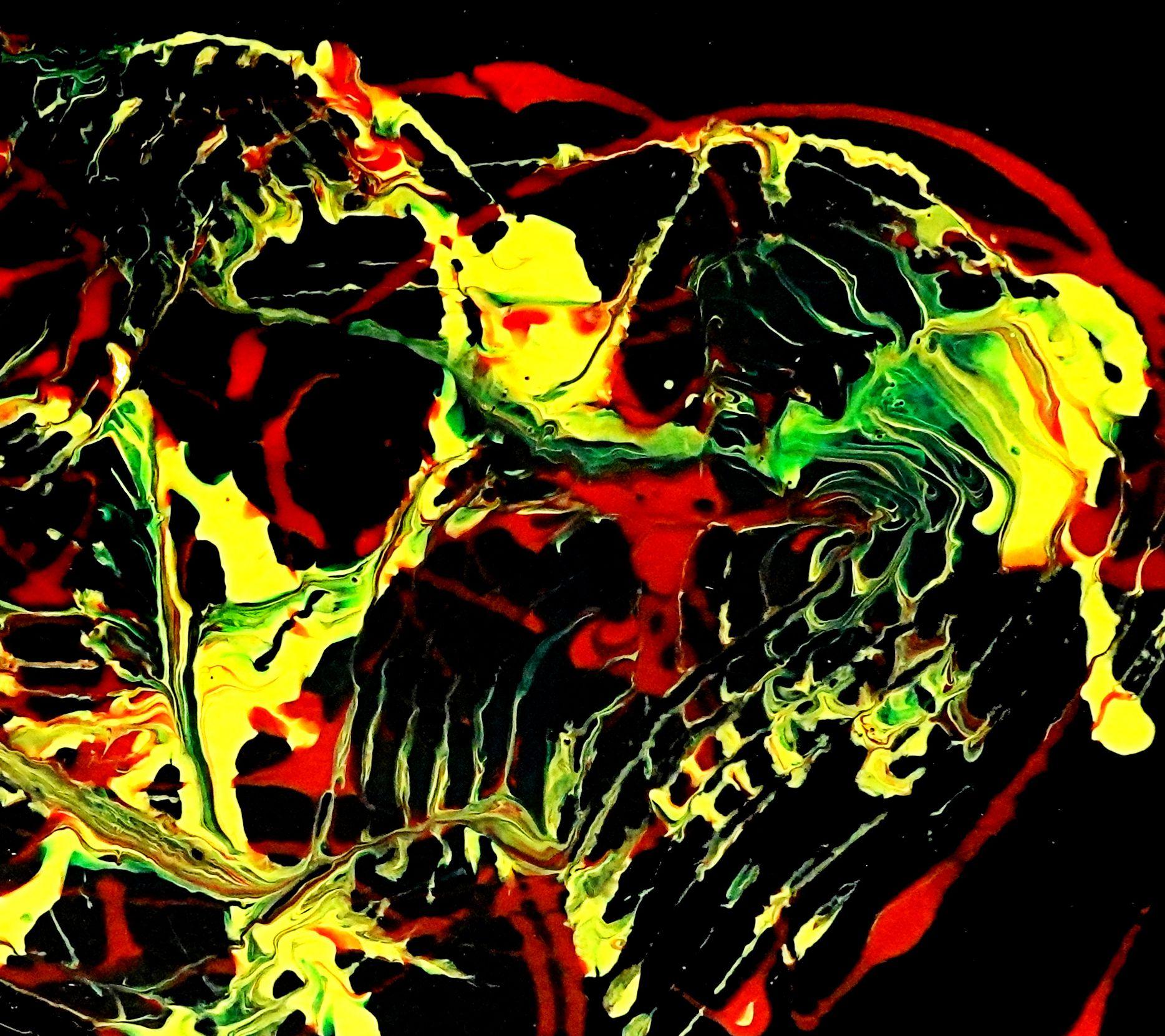 Battito del cuore, Pittura, Acrilico su tela - Abstract Painting Nero di Newel Hunter