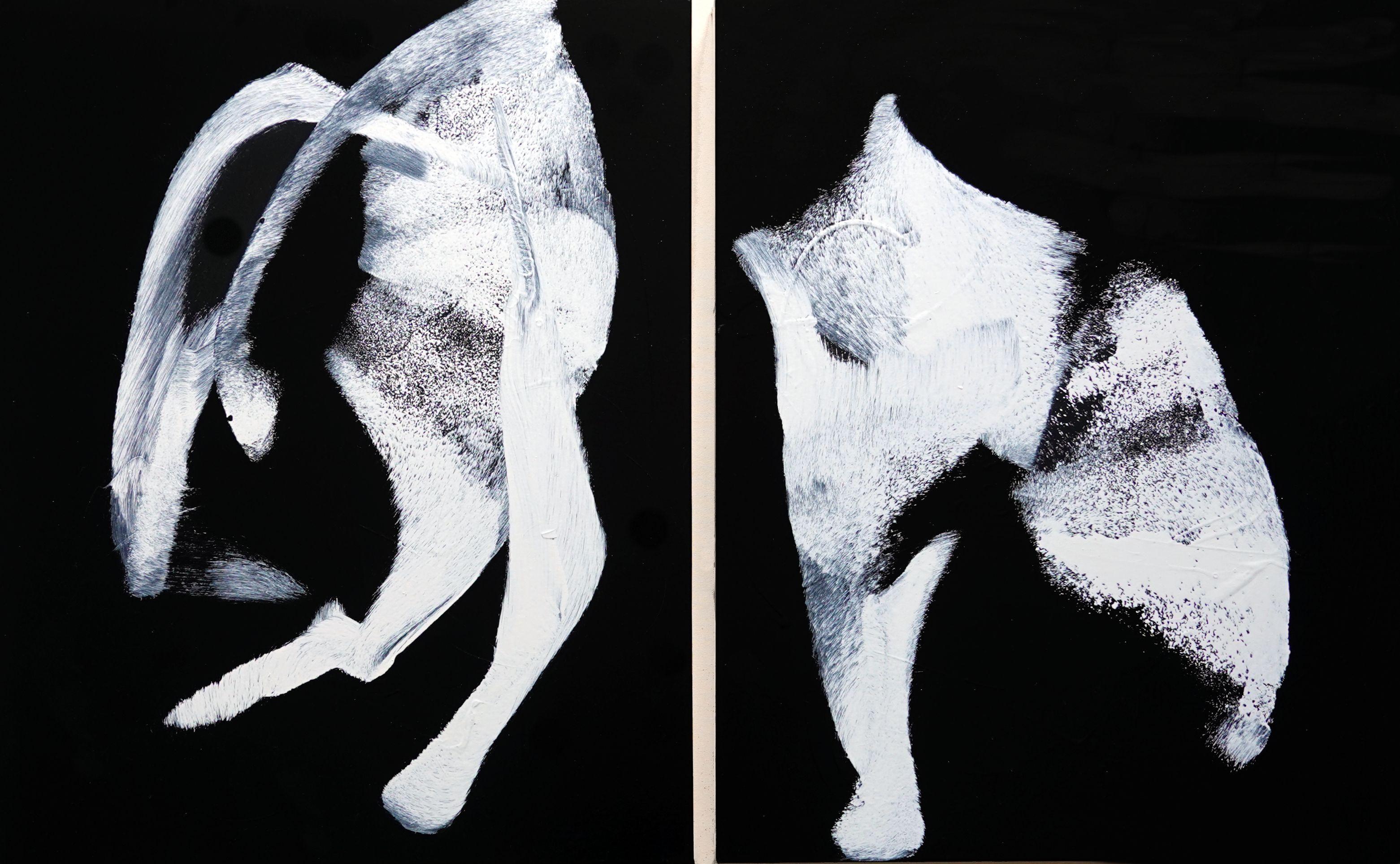 Dittico Infatuazione, Pittura, Acrilico su tela - Painting di Newel Hunter