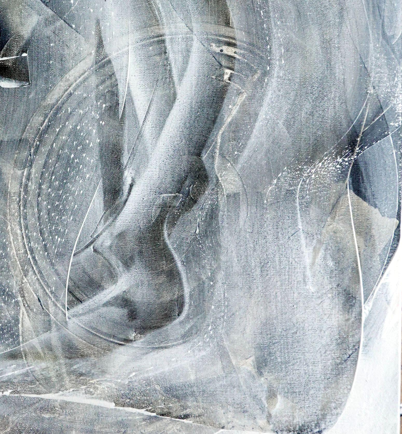 Lasciarsi andare, Pittura, Acrilico su tela - Abstract Painting Grigio di Newel Hunter