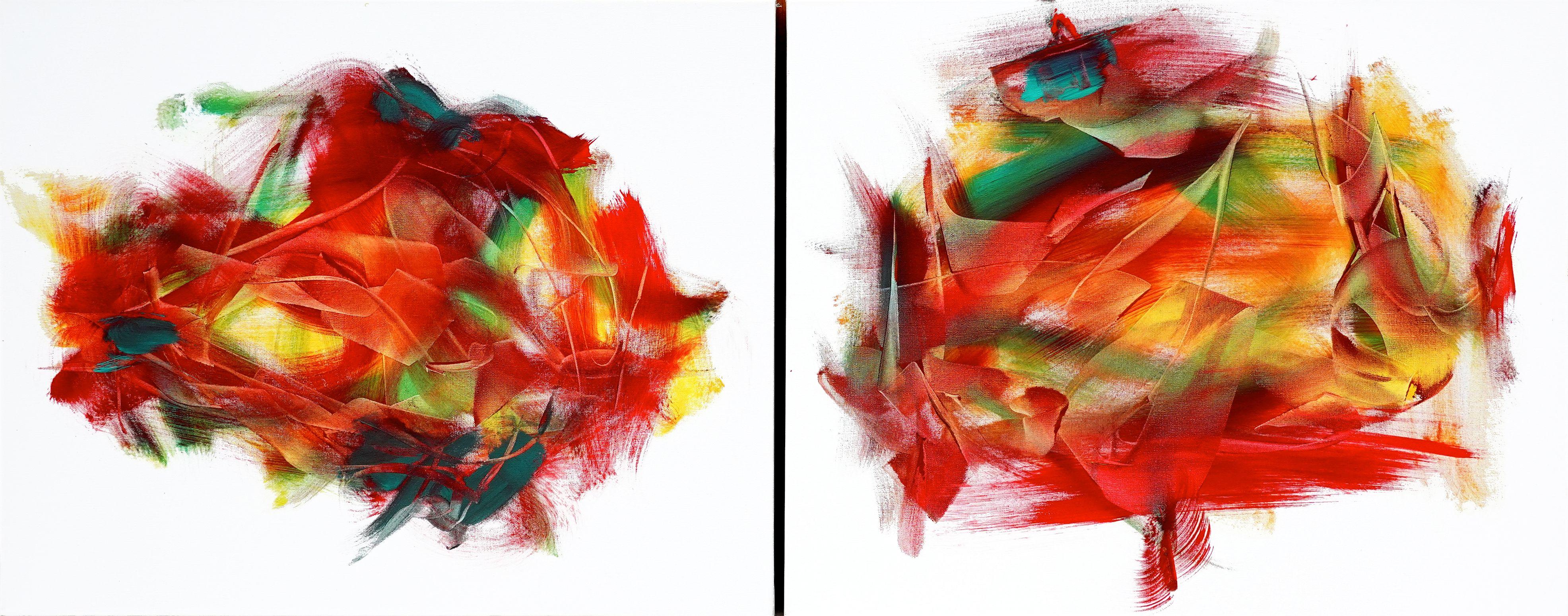 Like-Minded Diptychon, Gemälde, Acryl auf Leinwand – Painting von Newel Hunter