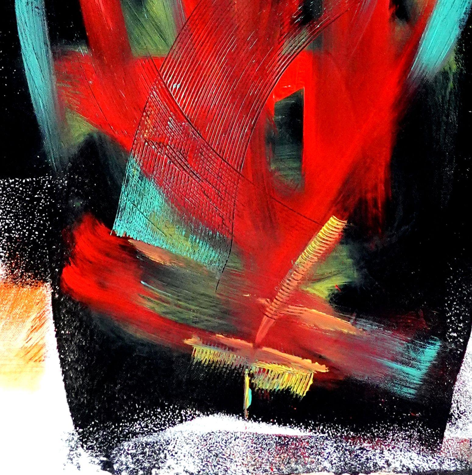 Up & Up, Pittura, Acrilico su tela - Abstract Painting Nero di Newel Hunter