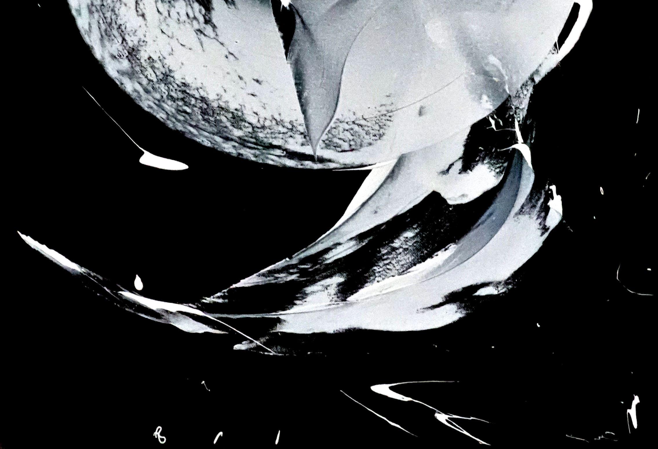 Danza dell'accoppiamento, Pittura, Acrilico su tela - Abstract Painting Nero di Newel Hunter