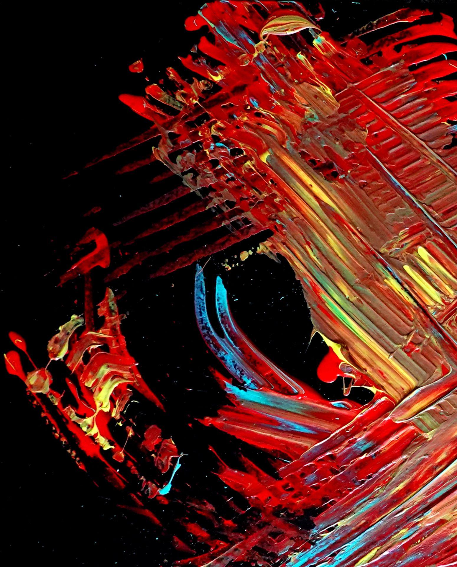 Maximum Mojo, Pittura, Acrilico su pannello di Wood - Abstract Painting Nero di Newel Hunter