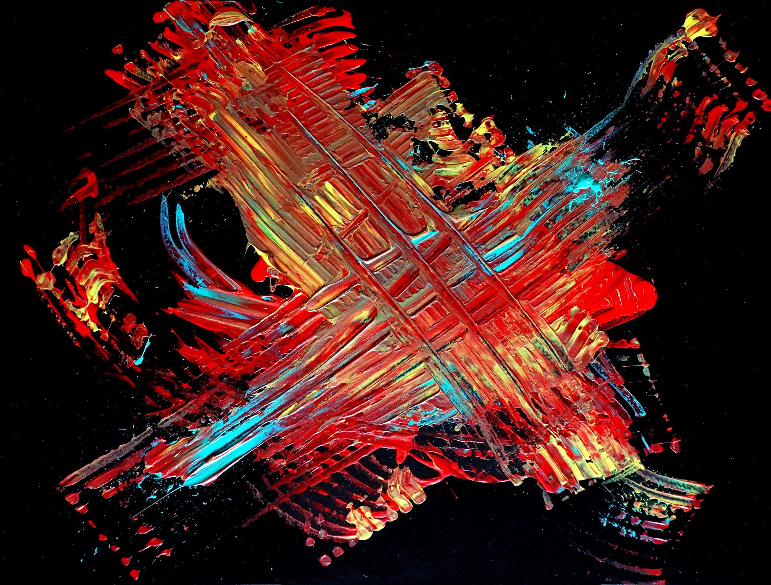 Abstract Painting di Newel Hunter - Maximum Mojo, Pittura, Acrilico su pannello di Wood