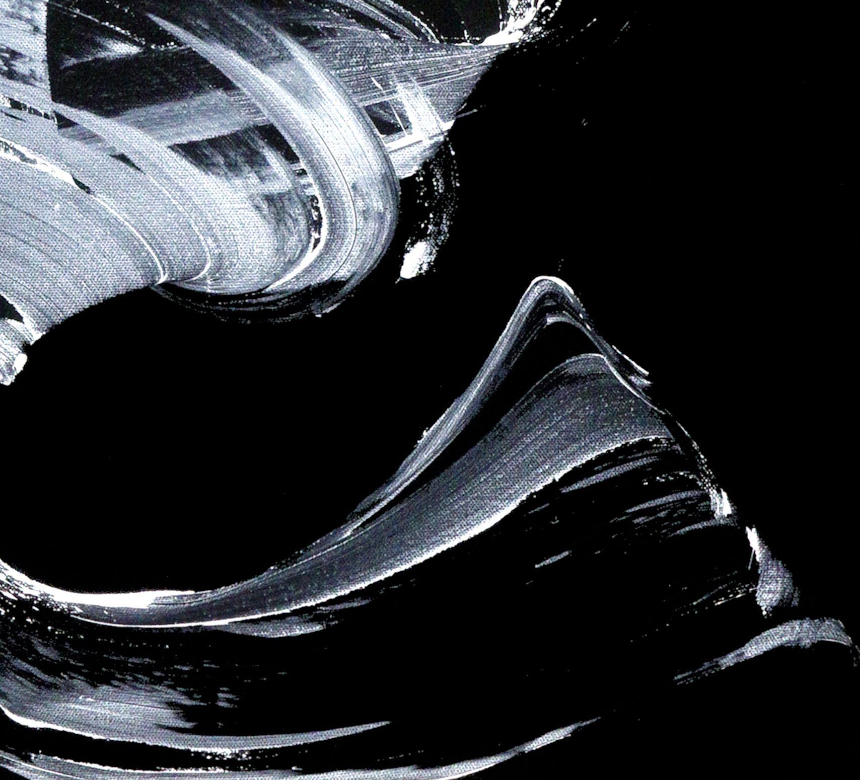 Treno di mezzanotte, Pittura, Acrilico su tela - Abstract Painting Nero di Newel Hunter