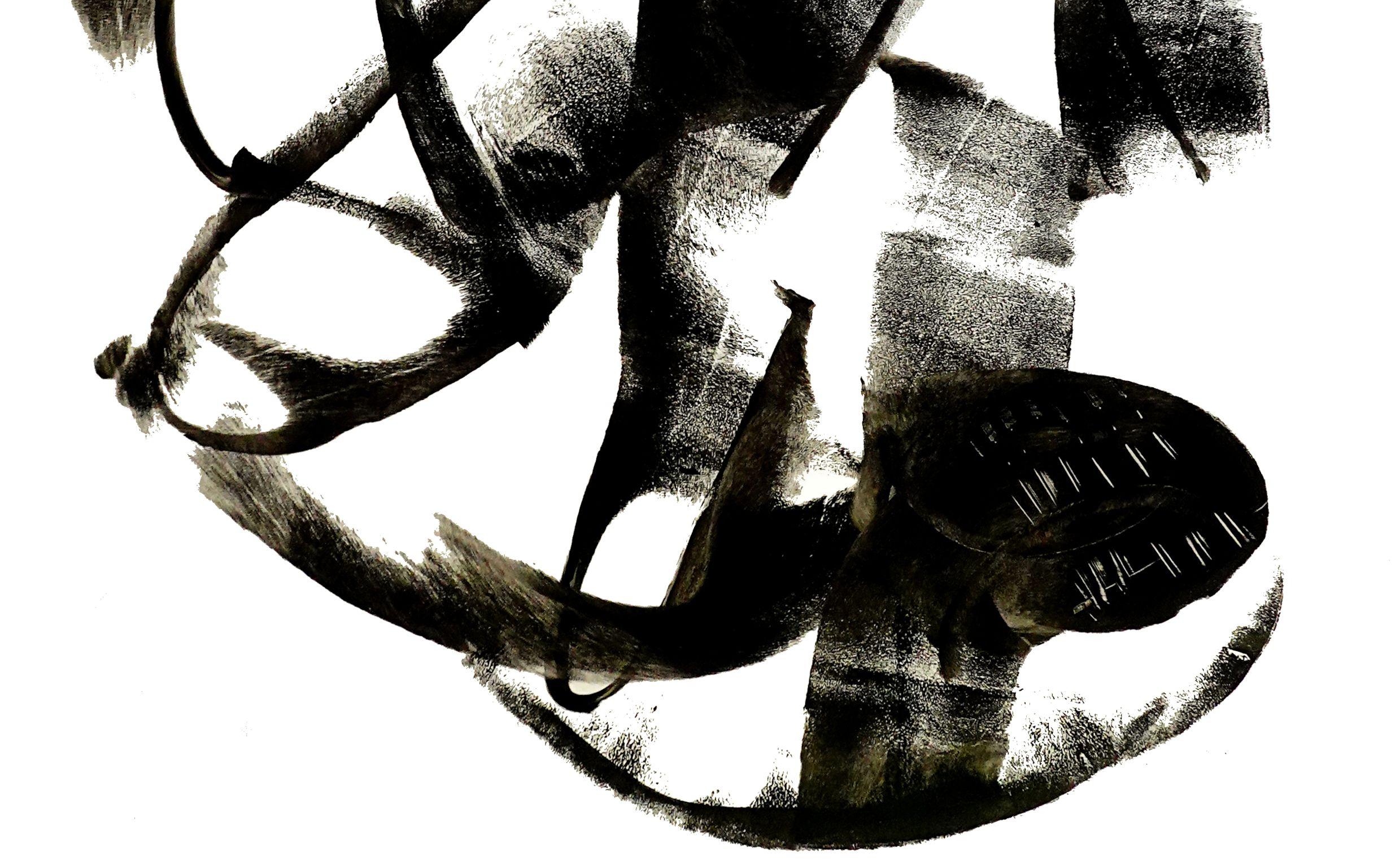 Overlooked, Pittura, Acrilico su tela - Abstract Painting Nero di Newel Hunter